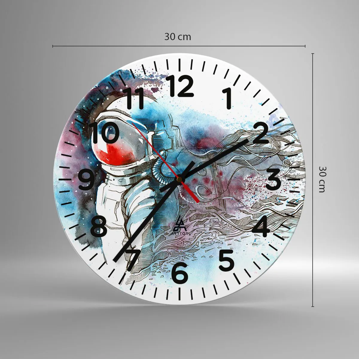 Wanduhr - Glasuhr - Allein mit Platz - 30x30 cm