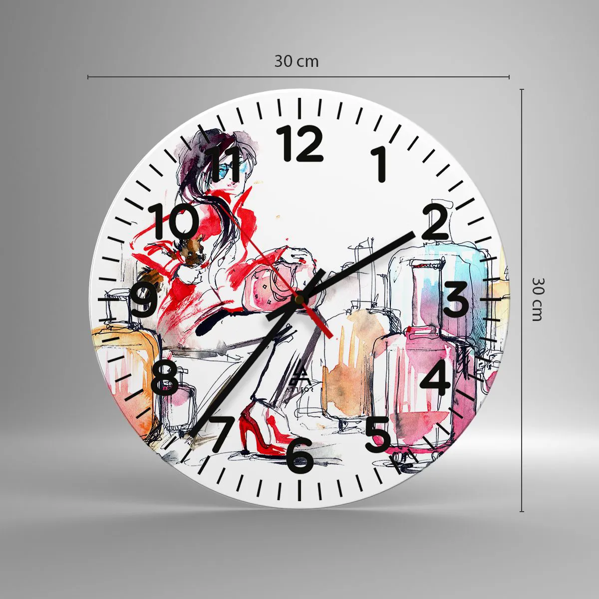 Reloj de pared - Reloj de vidrio - Sentémonos antes del viaje - 30x30 cm