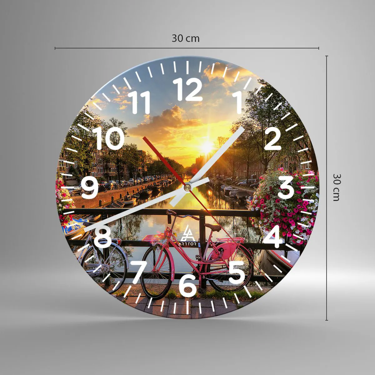 Wanduhr - Glasuhr - Frühlingsmorgen in Amsterdam - 30x30 cm