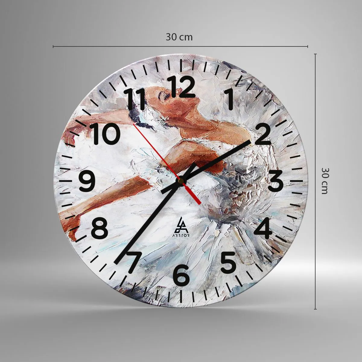 Relógio de parede - Relógio em vidro - Delicado e leve como tule - 30x30 cm