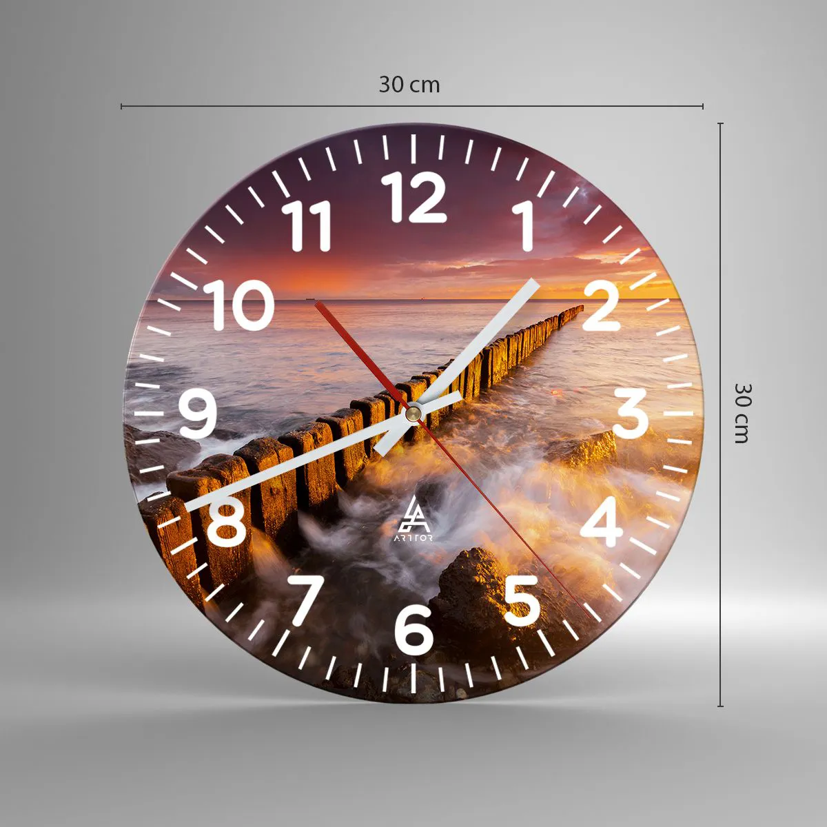 Wanduhr - Glasuhr - Die Sanftheit der Wellen - 30x30 cm