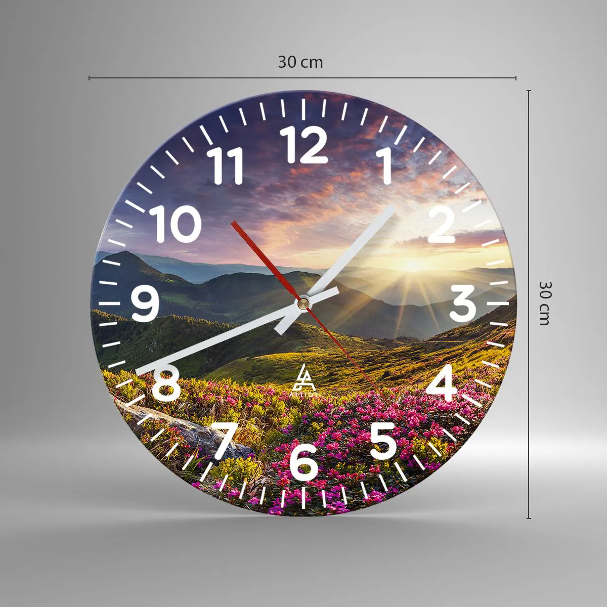 Vægur, Uret - Friskheden af en morgen i bjergene - 30x30 cm