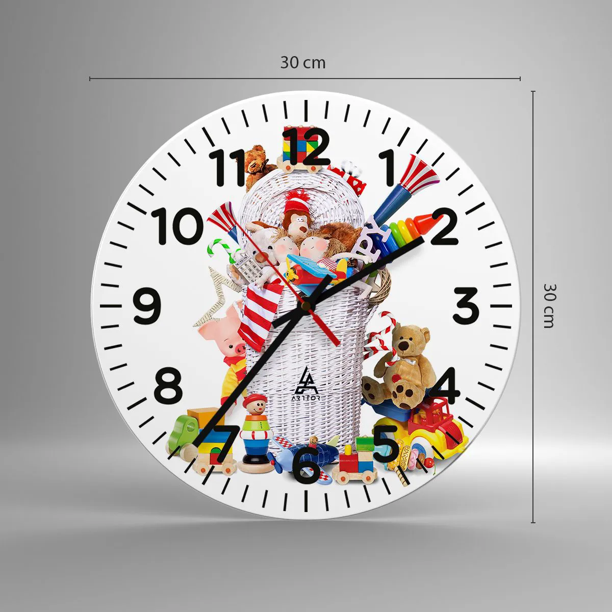 Ceas de perete - Ceas pe sticlă - Comorile micuțului - 30x30 cm