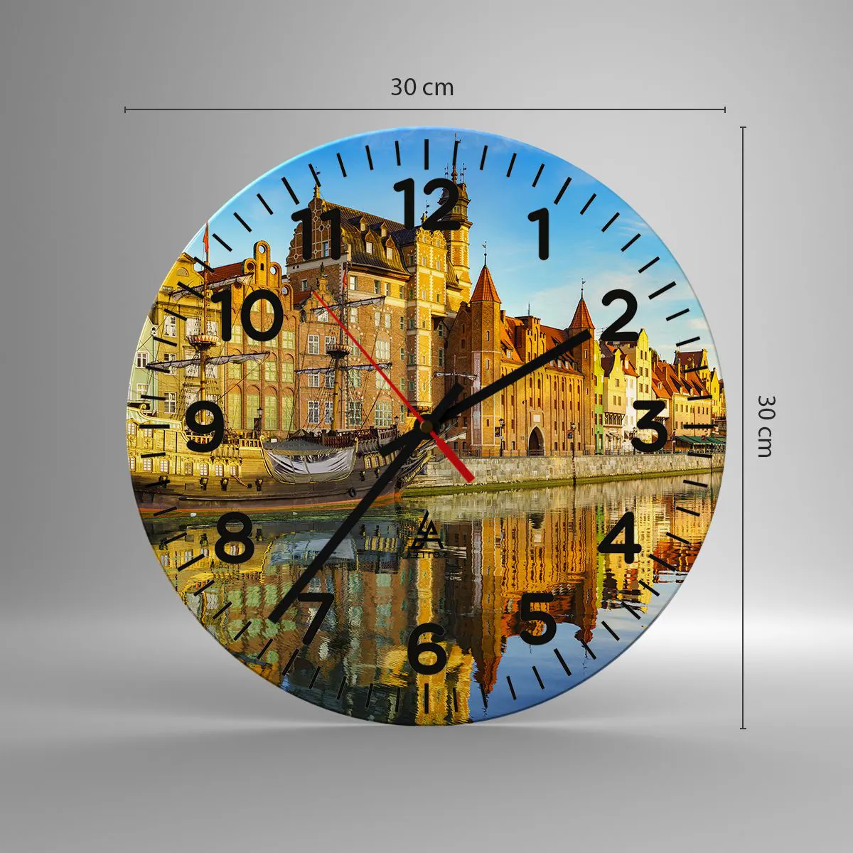 Ceas de perete - Ceas pe sticlă - Trecutul în oglindă - 30x30 cm