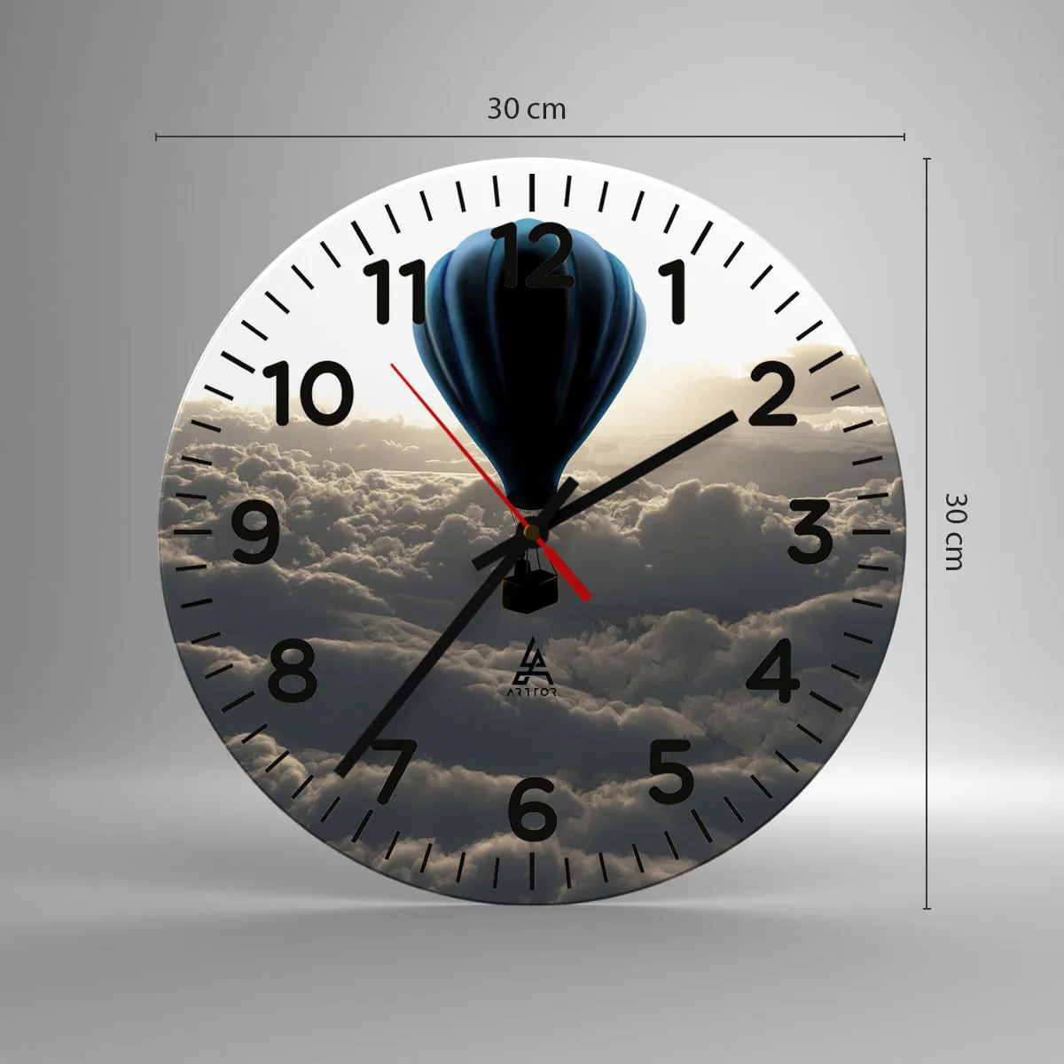 Väggklocka - Klocka på glas - Vandrare över molnen - 30x30 cm