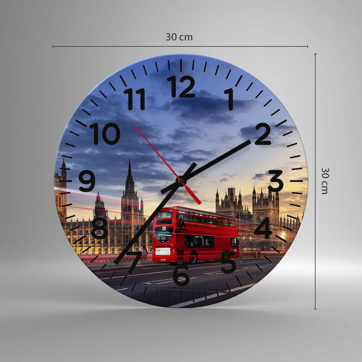 Ceas de perete - Ceas pe sticlă - Semne distinctive - 30x30 cm