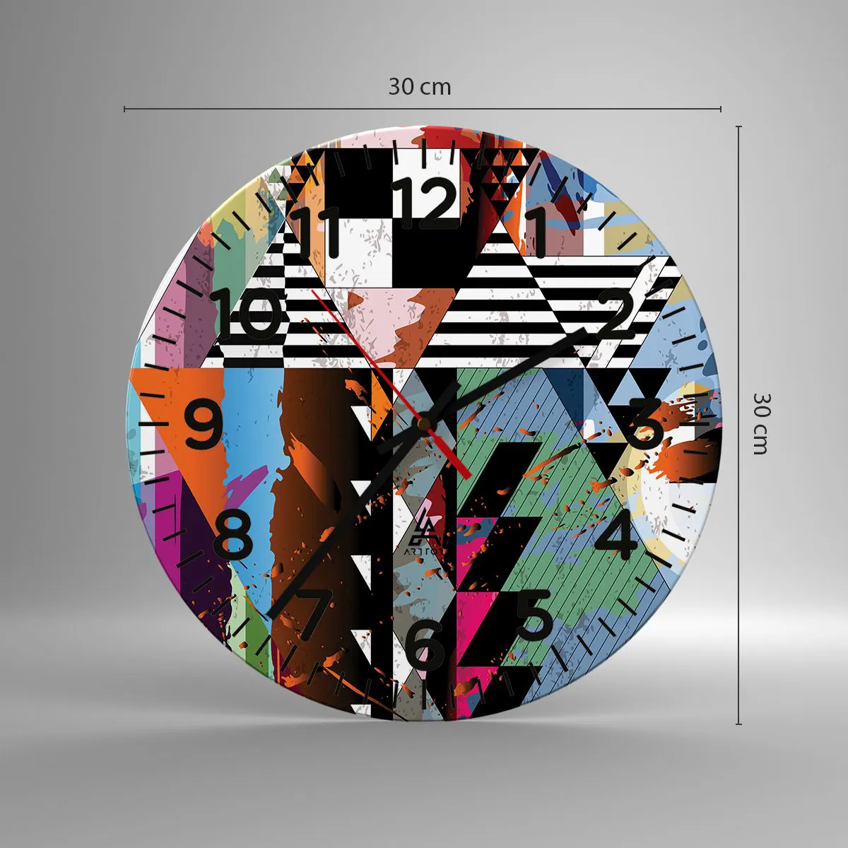 Reloj de pared - Reloj de vidrio - Geométrico y orgánico - 30x30 cm