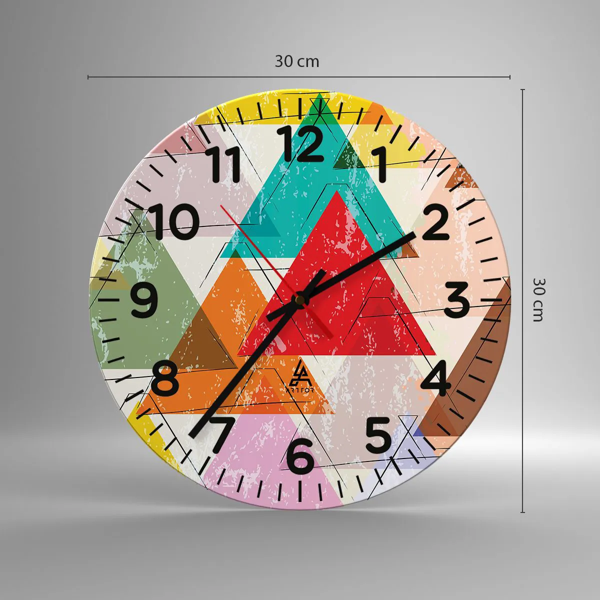 Wall clock - Clock on glass - Three by Three - 30x30 cm