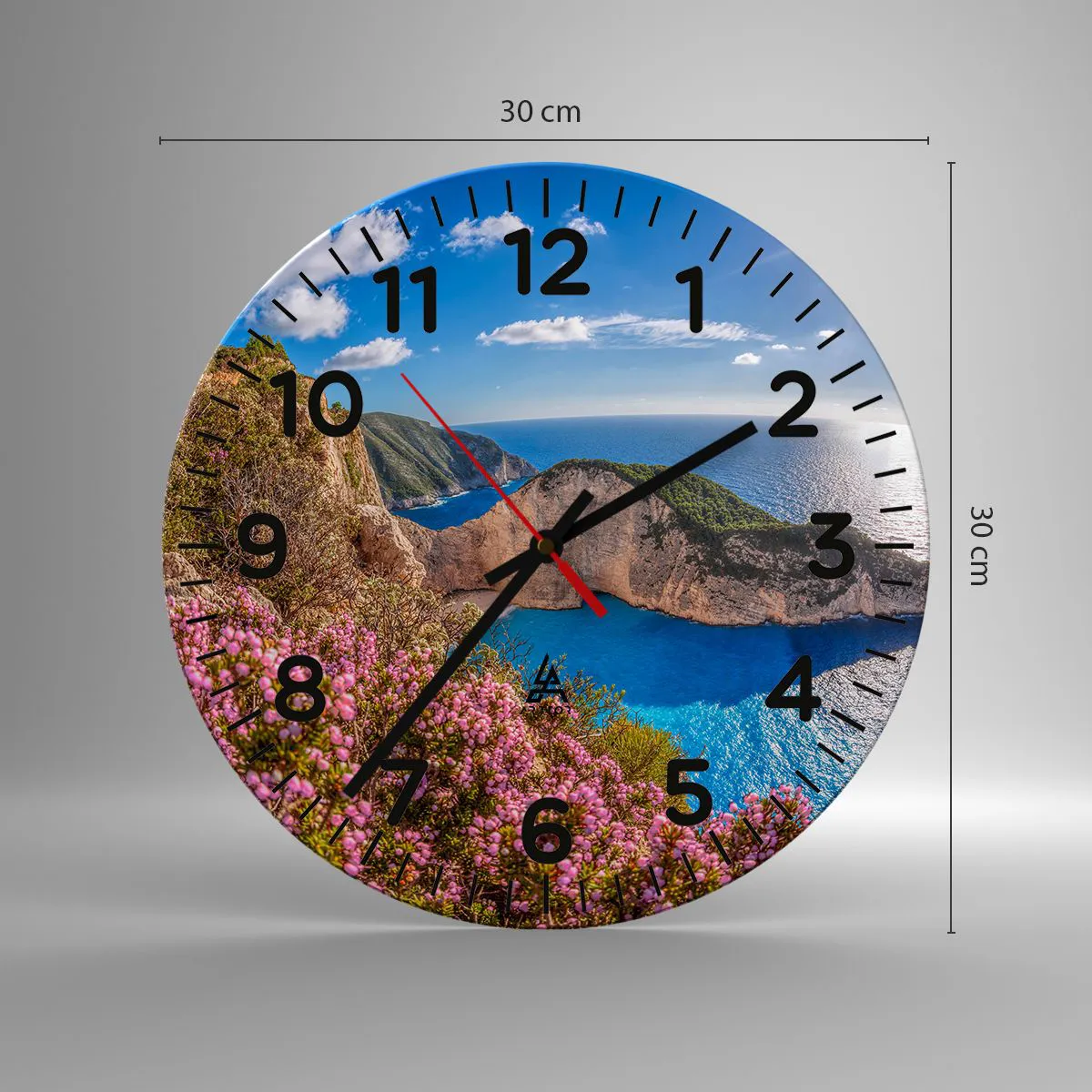 Relógio de parede - Relógio em vidro - As minhas grandes férias gregas - 30x30 cm