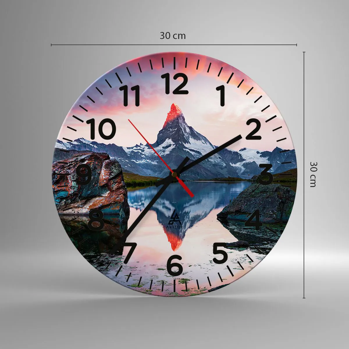 Ceas de perete - Ceas pe sticlă - Inima munților este fierbinte - 30x30 cm