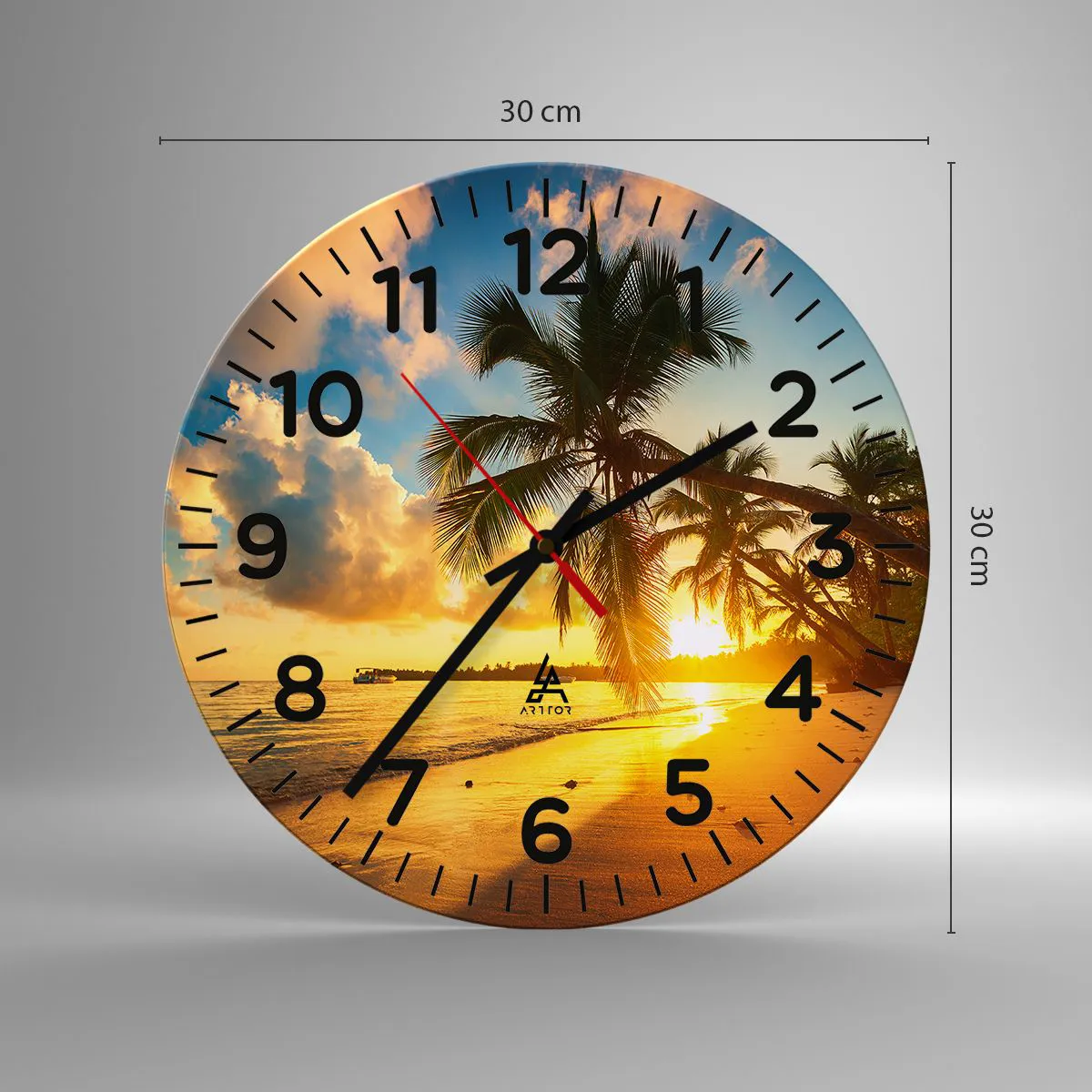 Wanduhr - Glasuhr - Karibischer Traum - 30x30 cm
