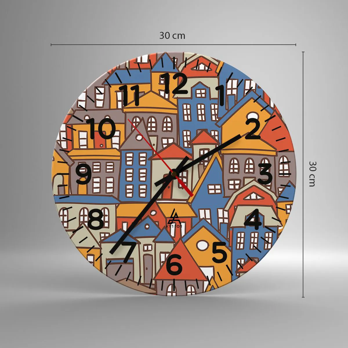 Relógio de parede - Relógio em vidro - Atrás da casa - 30x30 cm