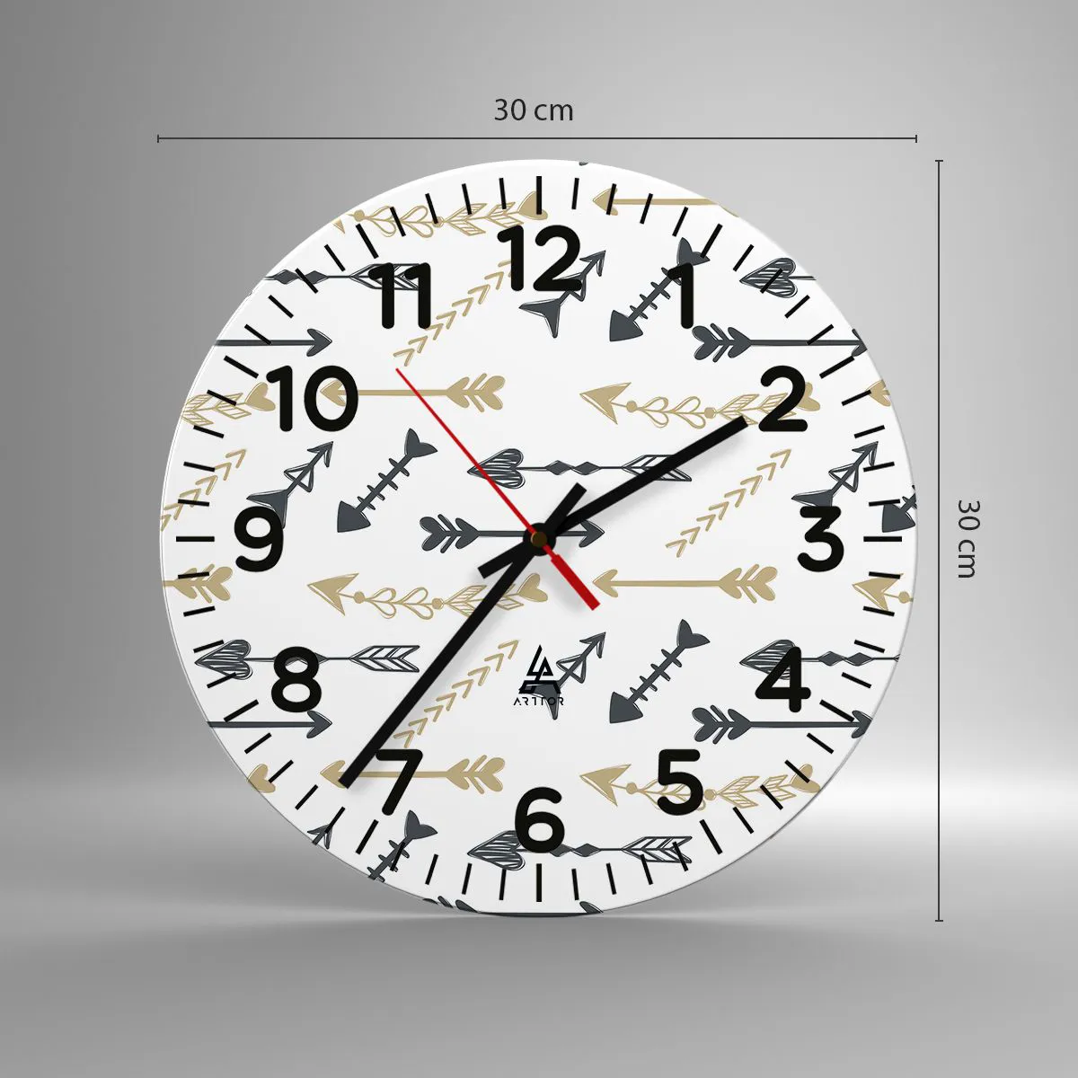 Wanduhr - Glasuhr - Der Traum des Bogenschützen - 30x30 cm