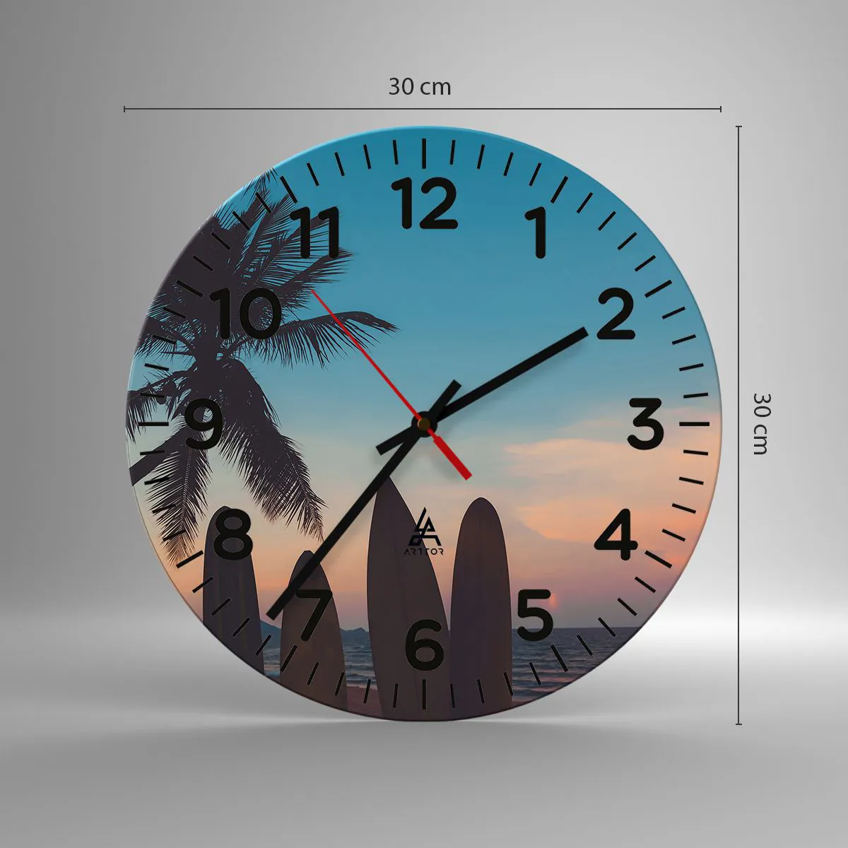 Wall clock - Clock on glass - Tomorrow Will Be Fun Too - 30x30 cm