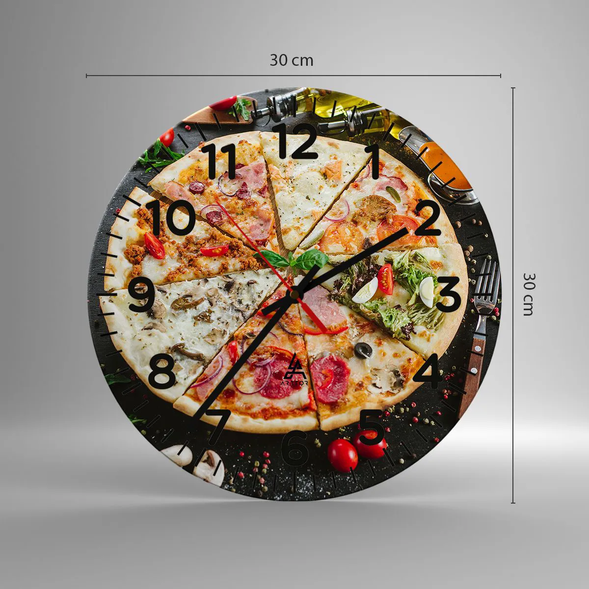 Wanduhr - Glasuhr - Eine Reihe von Geschmacksrichtungen - 30x30 cm