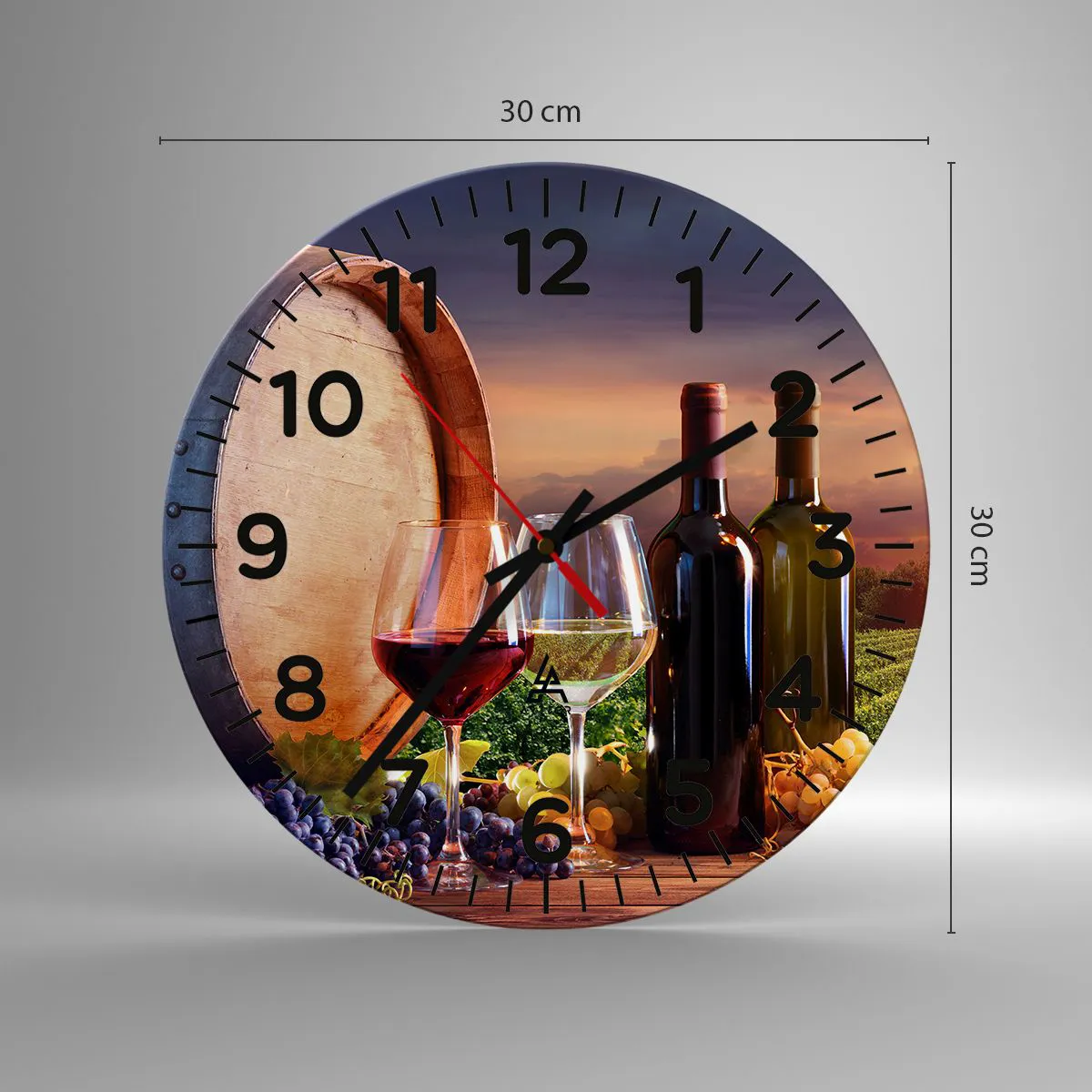 Väggklocka - Klocka på glas - Här smakar livet - 30x30 cm