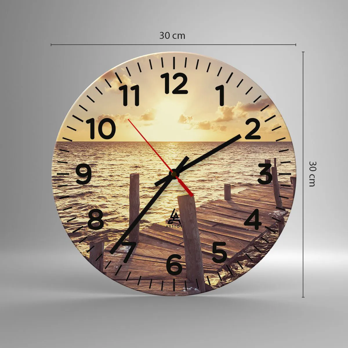 Wall clock - Clock on glass - Golden Land of Tranquility - 30x30 cm