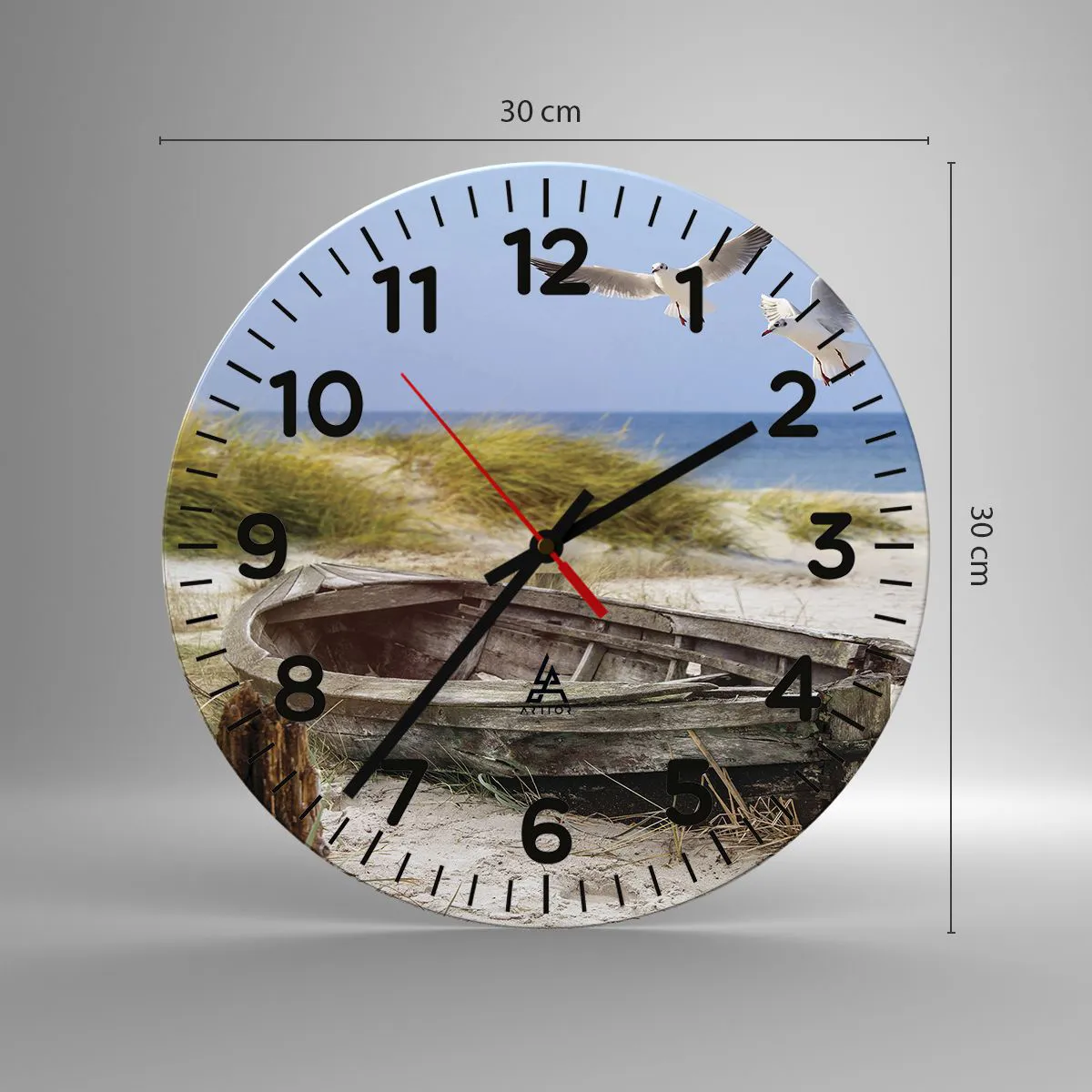 Wanduhr - Glasuhr - In Wind gebadet - 30x30 cm