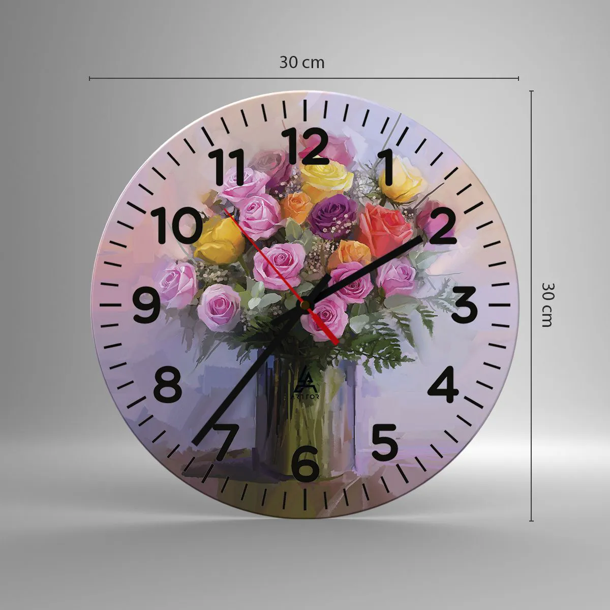 Ceas de perete - Ceas pe sticlă - Frumusețe reținută - 30x30 cm