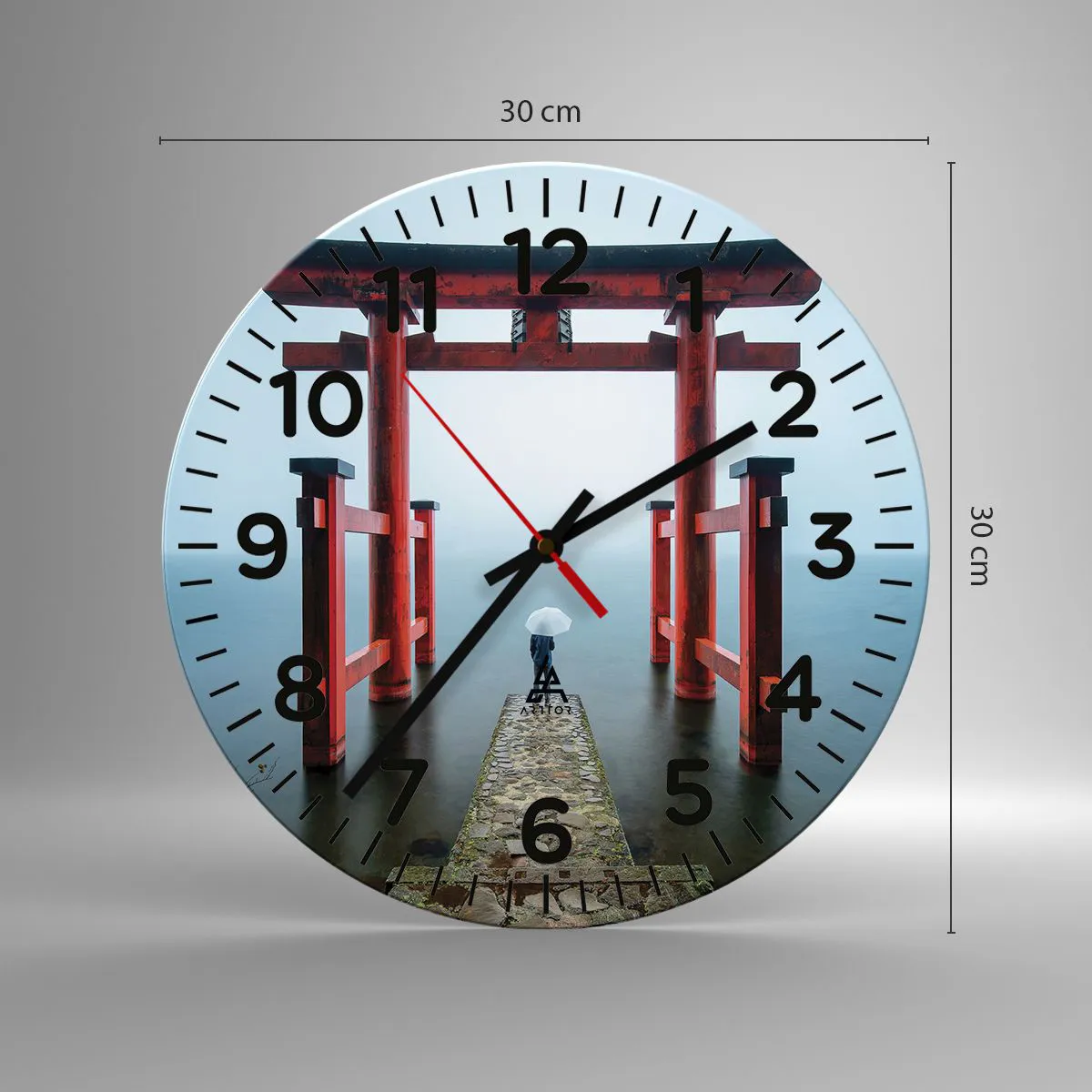 Wall clock - Clock on glass - Japanese Musings - 30x30 cm