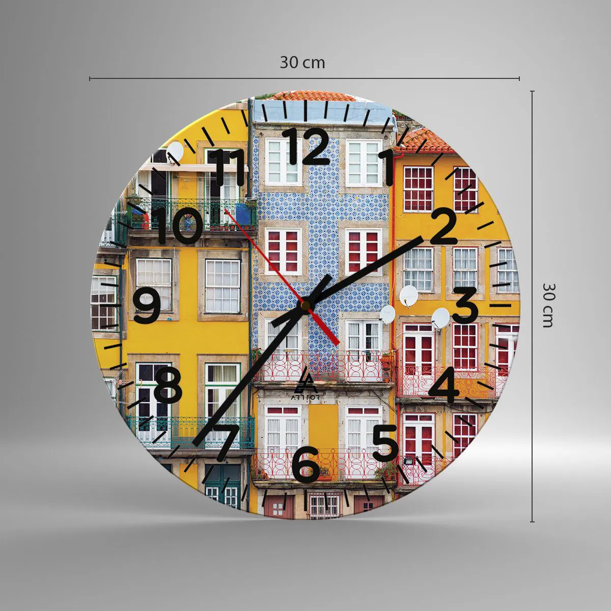 Ceas de perete - Ceas pe sticlă - Culorile orașului vechi - 30x30 cm