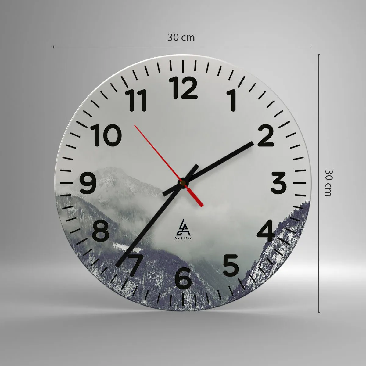 Ceas de perete - Ceas pe sticlă - Valea cețoasă - 30x30 cm