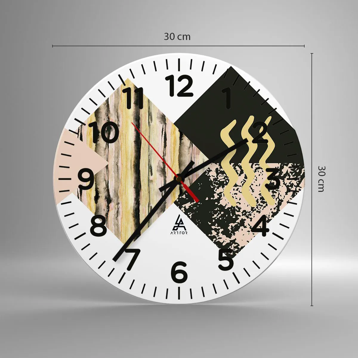 Ceas de perete - Ceas pe sticlă - Aparent simplu - 30x30 cm