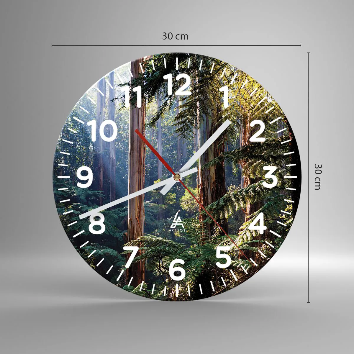 Wall clock - Clock on glass - Tale of a Forest - 30x30 cm