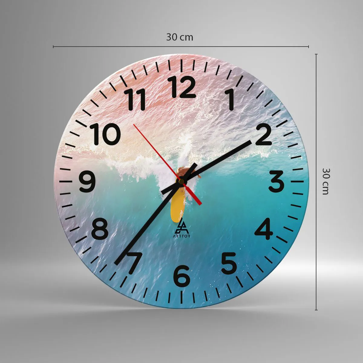 Ceas de perete - Ceas pe sticlă - Călărețul oceanului - 30x30 cm