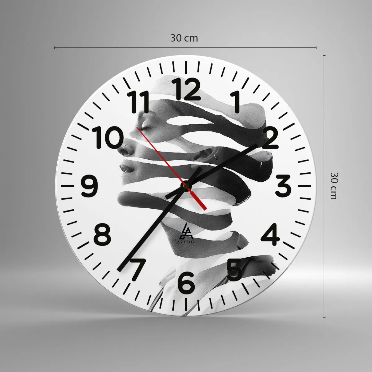 Relógio de parede - Relógio em vidro - Retrato surrealista - 30x30 cm