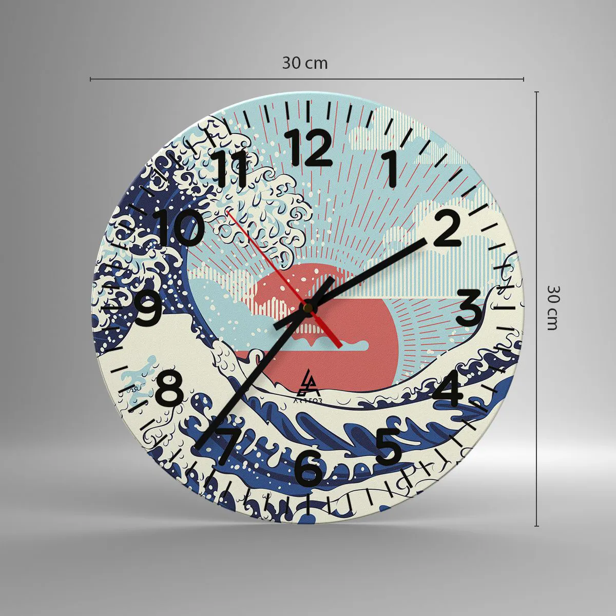 Ceas de perete - Ceas pe sticlă - Din inspirații japoneze - 30x30 cm