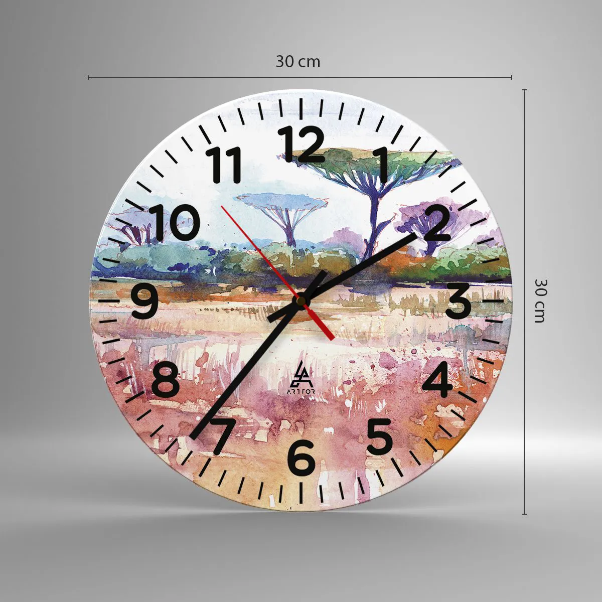 Wanduhr - Glasuhr - Savannah-Farben - 30x30 cm