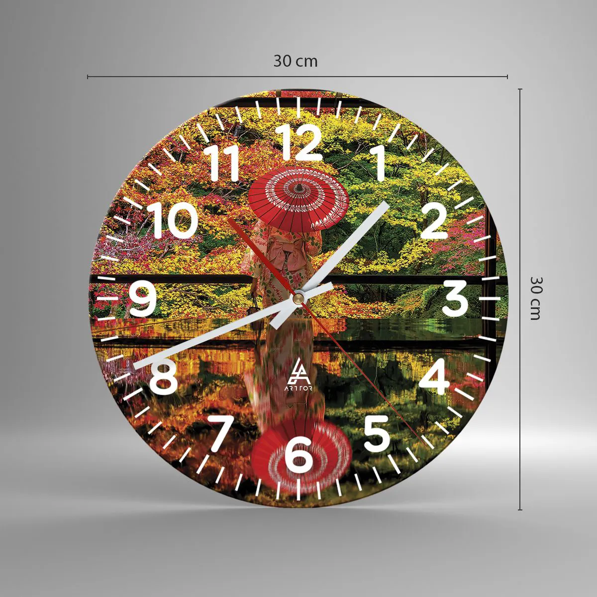 Väggklocka - Klocka på glas - I naturens tempel - 30x30 cm