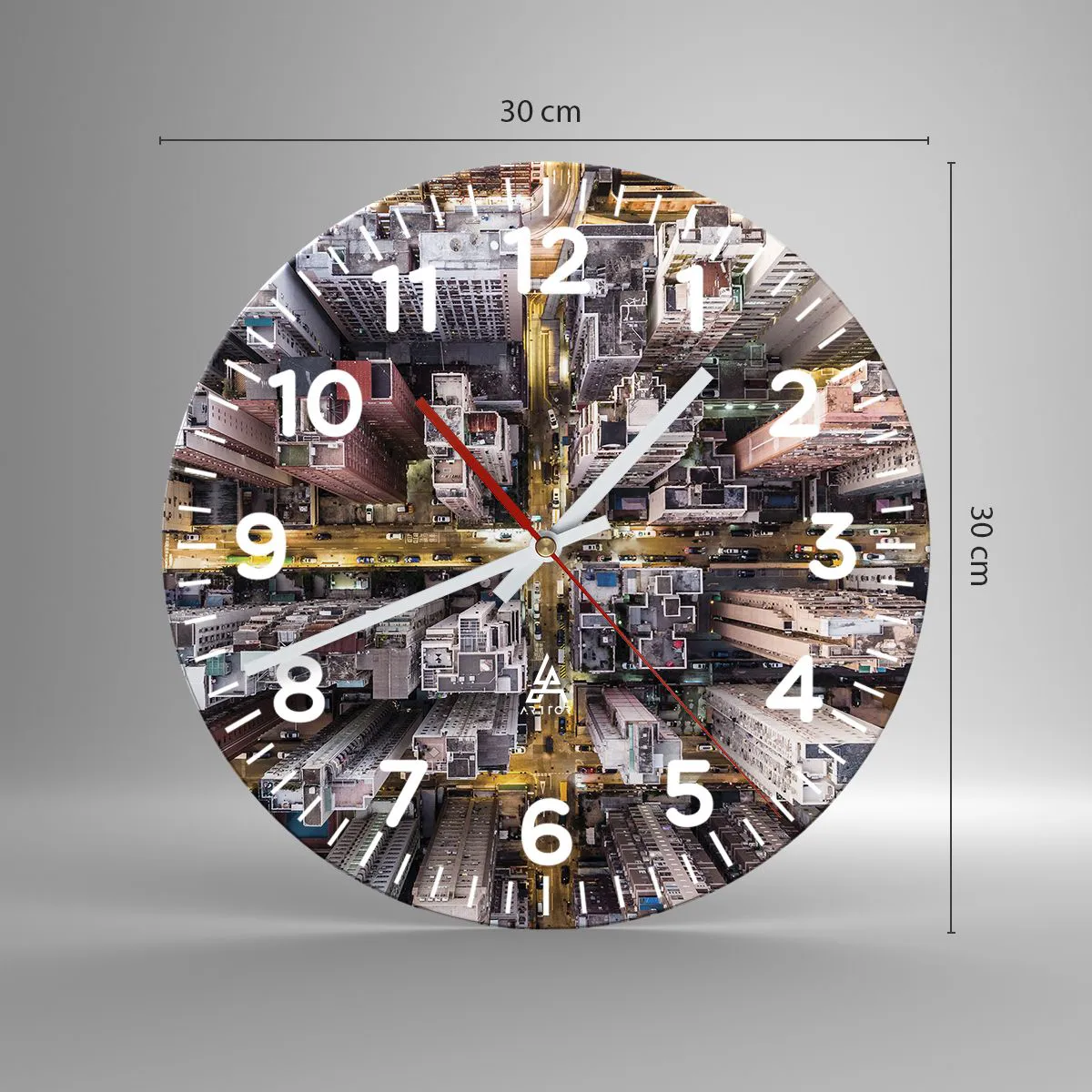 Reloj de pared - Reloj de vidrio - Saludos desde Hong Kong - 30x30 cm