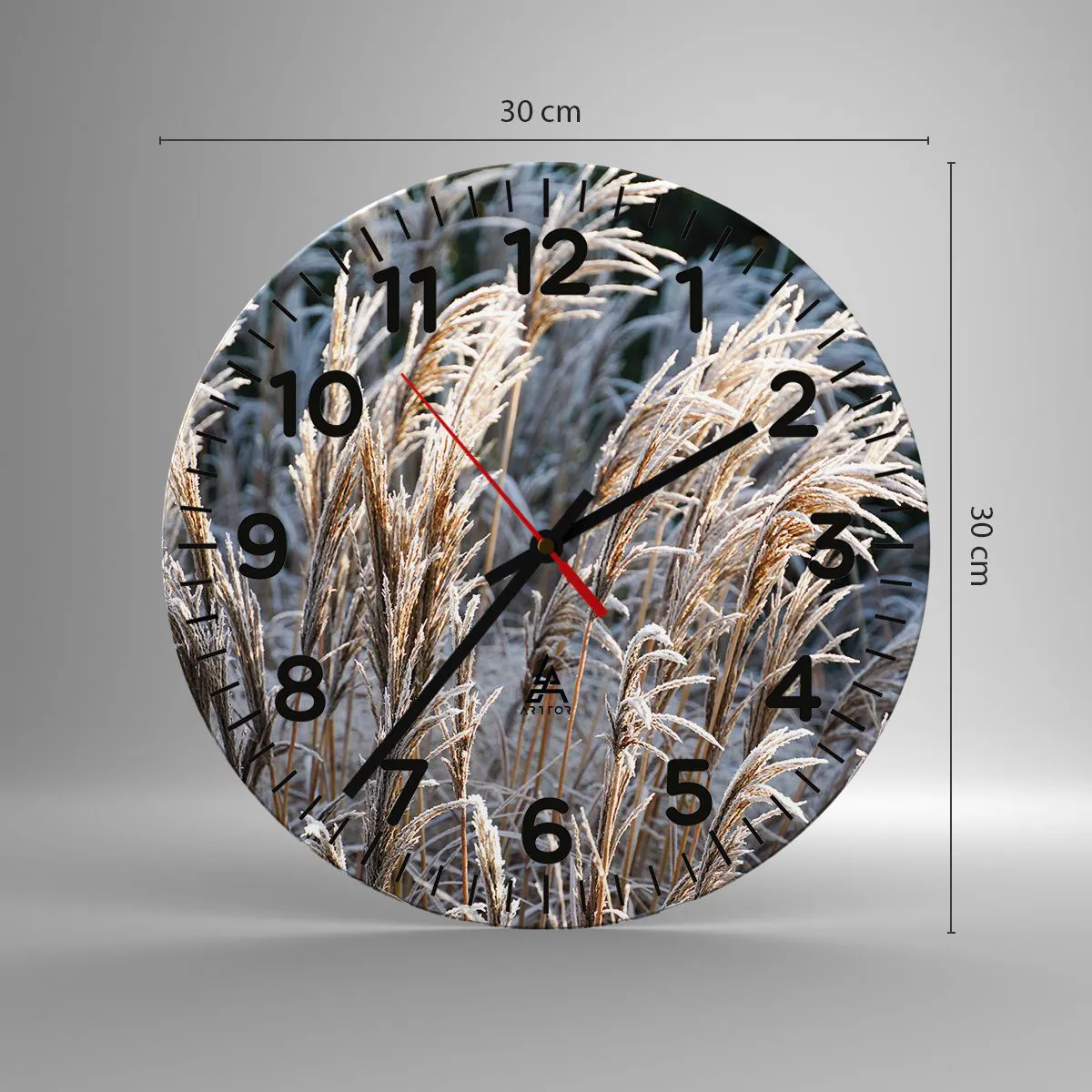 Wall clock - Clock on glass - Decorated with Frost - 30x30 cm