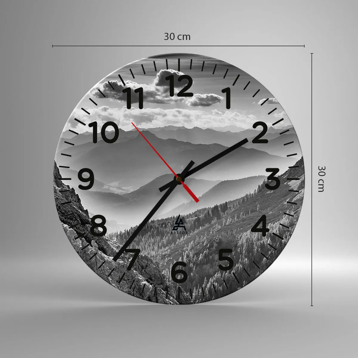 Ceas de perete - Ceas pe sticlă - Dincolo de orizont - 30x30 cm