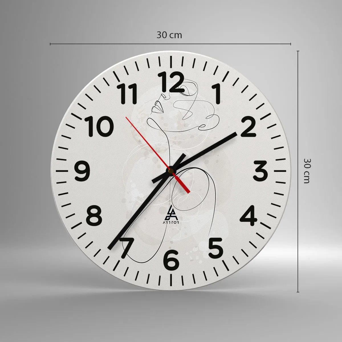 Ceas de perete - Ceas pe sticlă - Spirala frumuseții - 30x30 cm