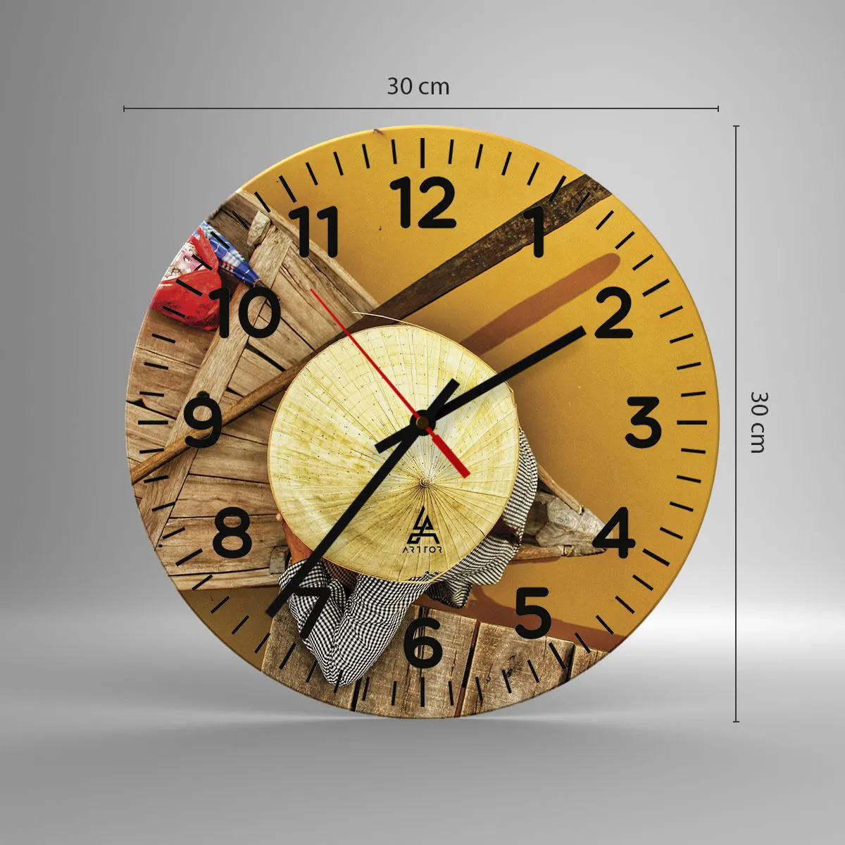 Ceas de perete - Ceas pe sticlă - Viața pe râul galben - 30x30 cm