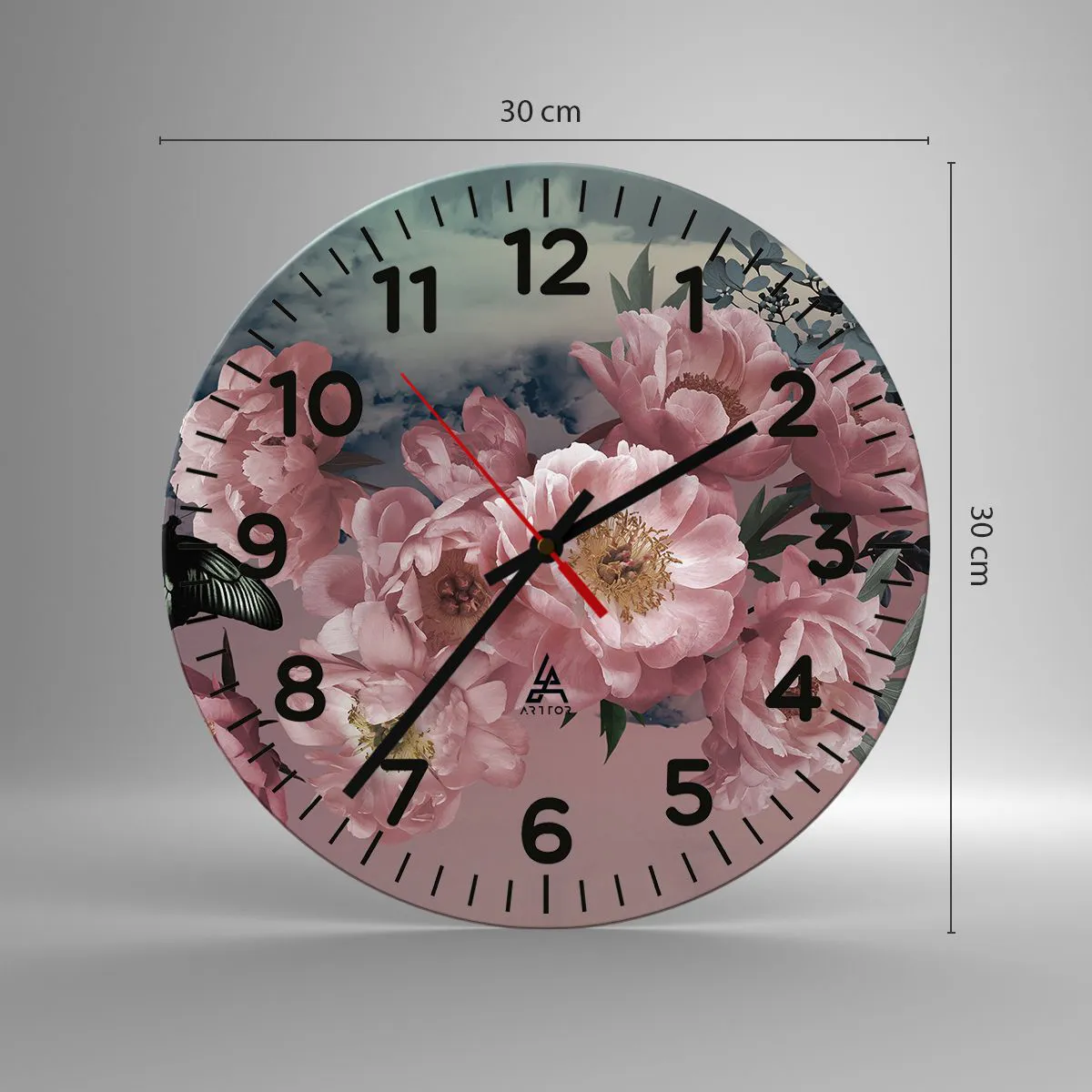 Reloj de pared - Reloj de vidrio - La cúspide del romance - 30x30 cm