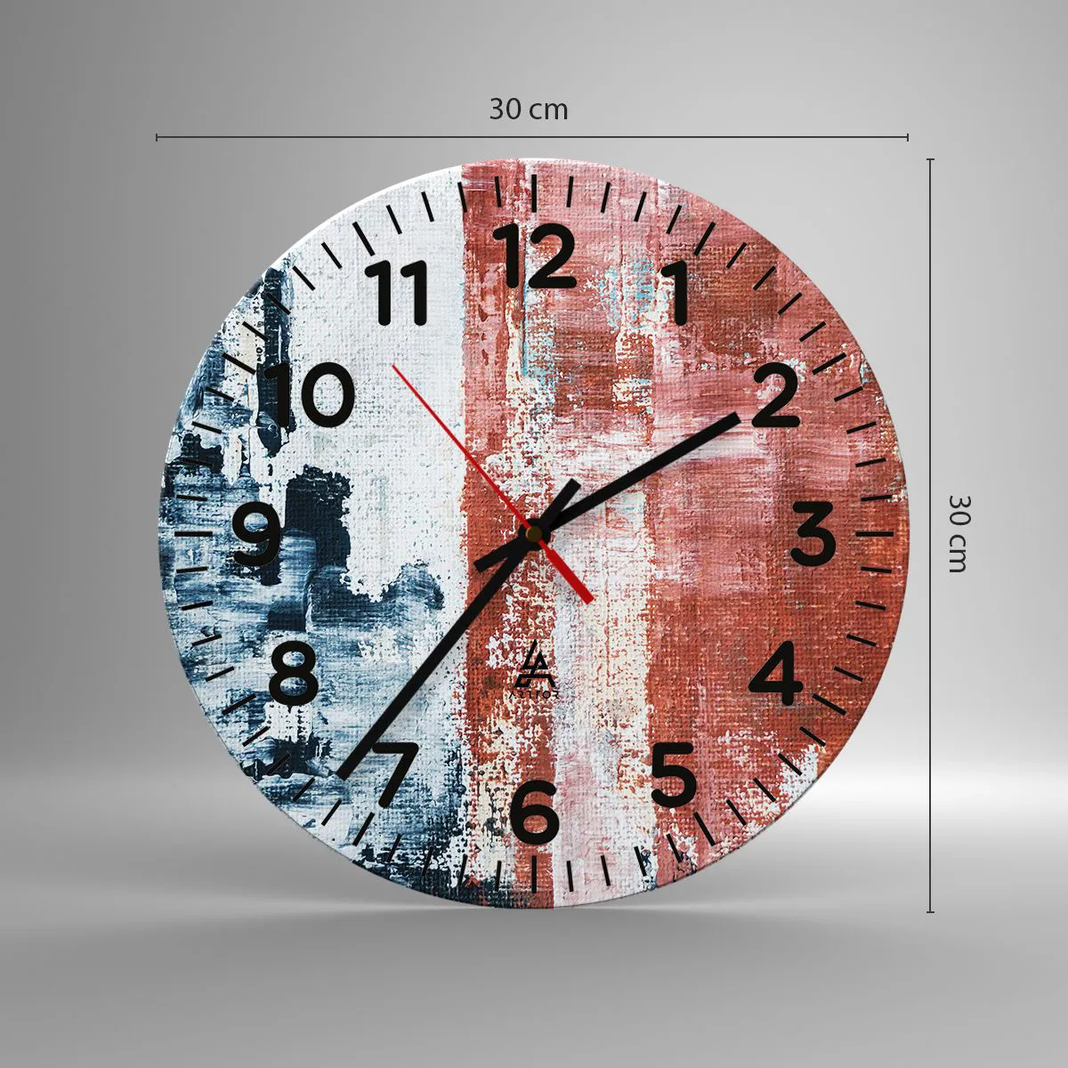Relógio de parede - Relógio em vidro - Meio a meio abstrato - 30x30 cm