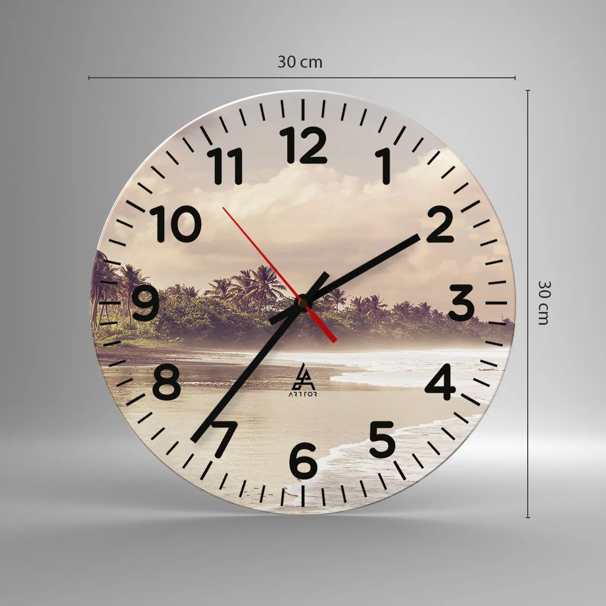 Ceas de perete - Ceas pe sticlă - Mângâind valurile - 30x30 cm