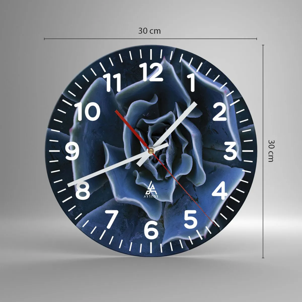 Väggklocka - Klocka på glas - Öknens blomma - 30x30 cm