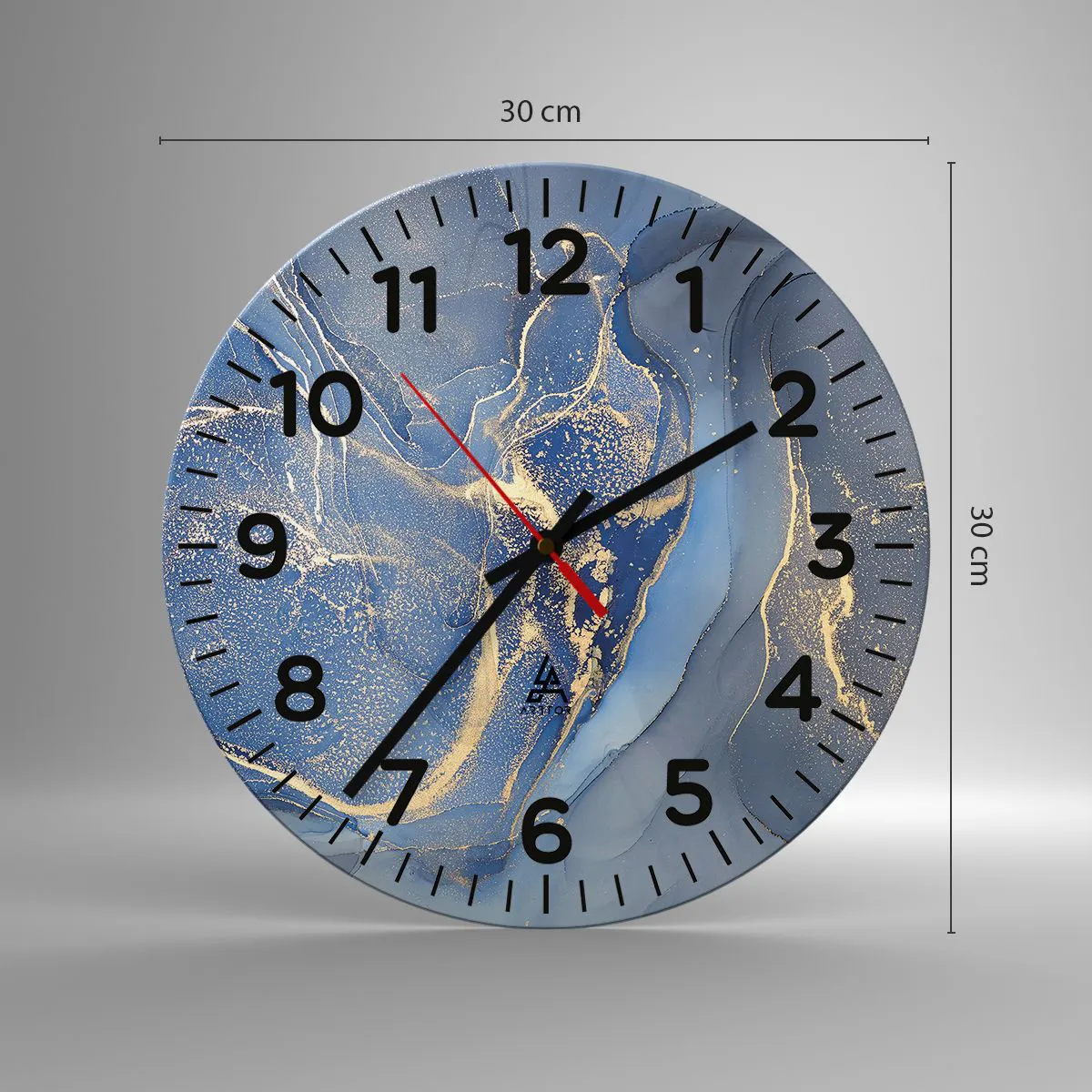 Ceas de perete - Ceas pe sticlă - Praf de aur - 30x30 cm