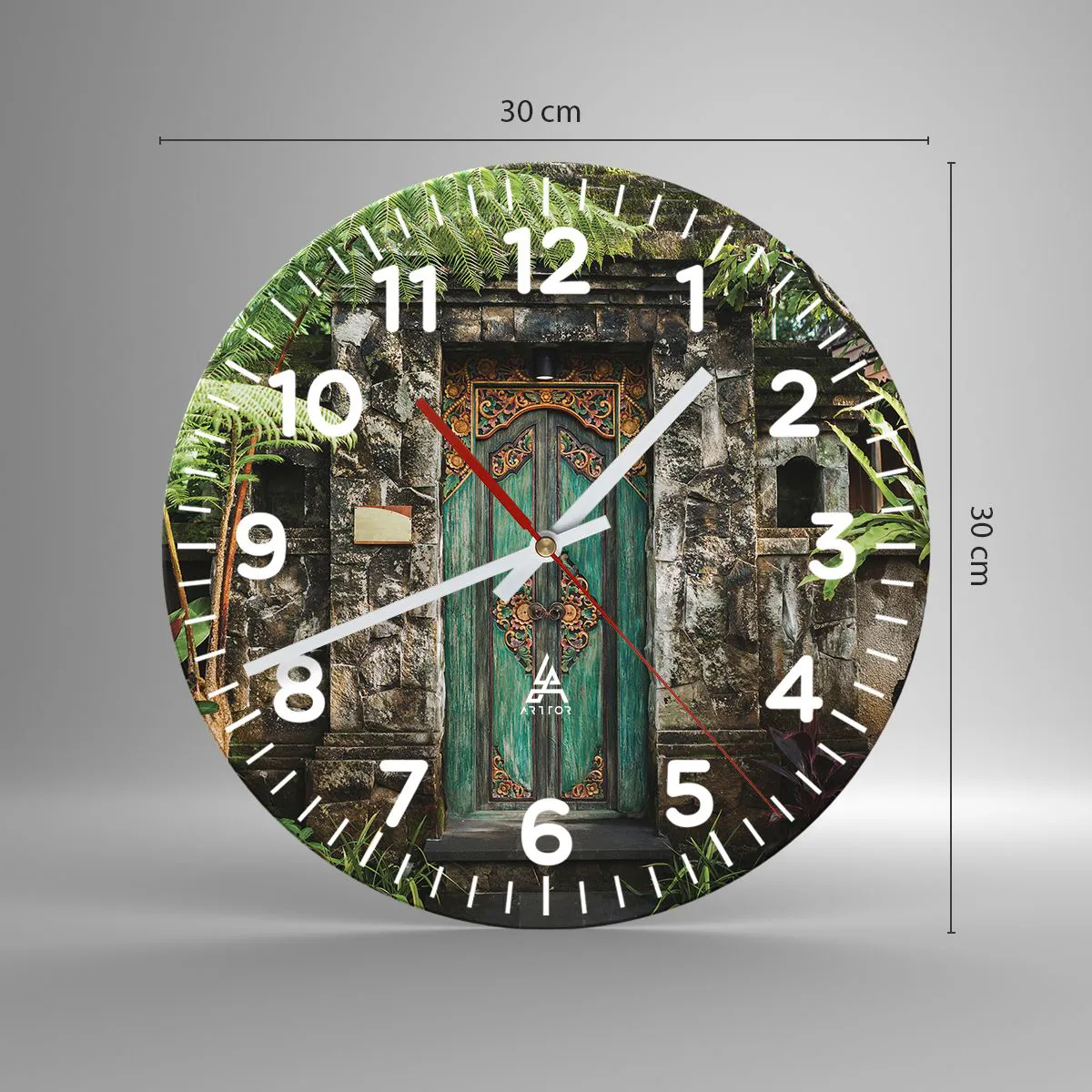 Wanduhr - Glasuhr - Eine Tür zu einer exotischen Welt - 30x30 cm