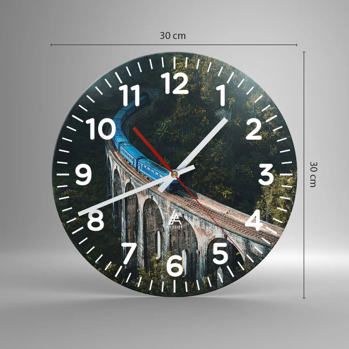 Ceas de perete - Ceas pe sticlă - Cu trenul spre natură - 30x30 cm