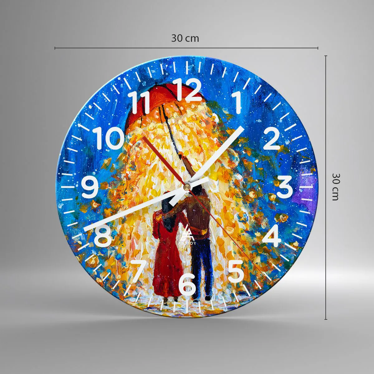 Väggklocka - Klocka på glas - Magi på en regnig kväll? - 30x30 cm