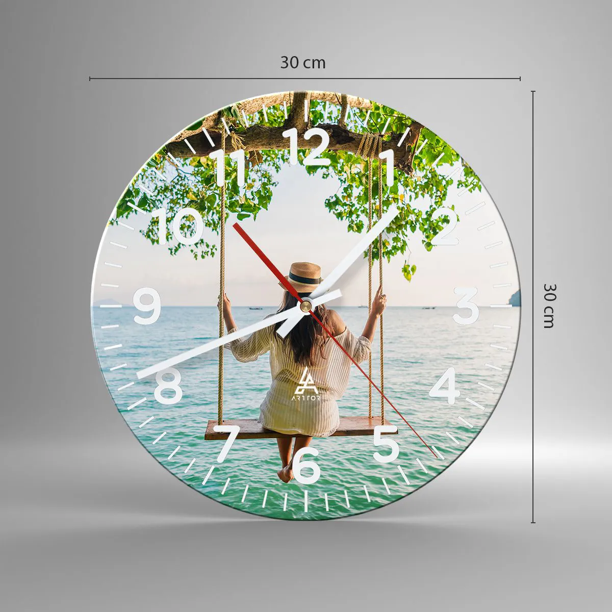 Relógio de parede - Relógio em vidro - A vida é bela - 30x30 cm