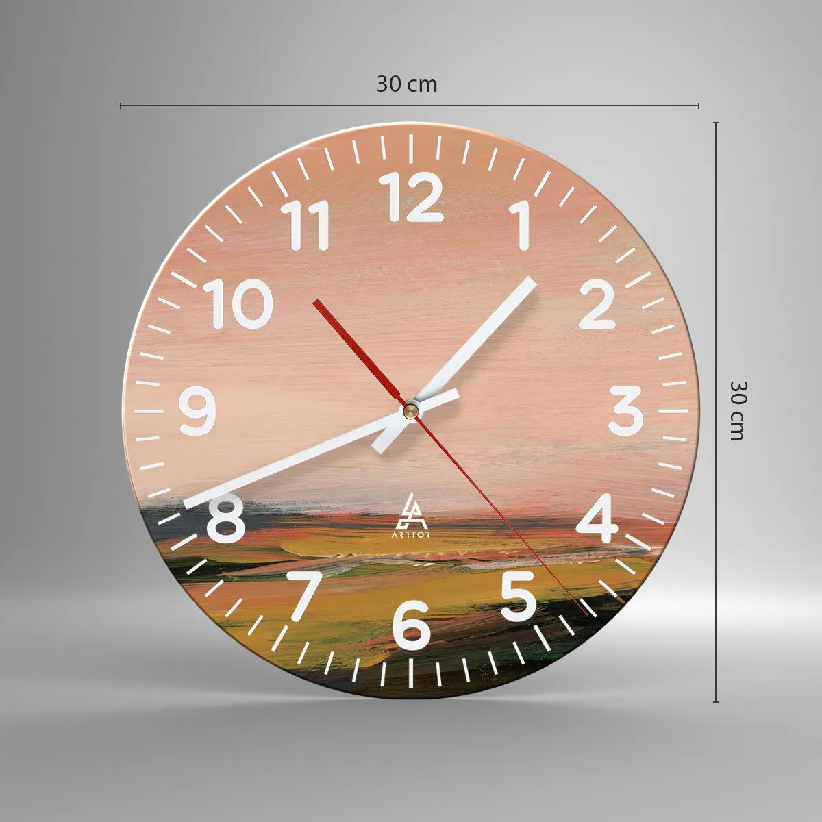 Wanduhr - Glasuhr - In Rosatönen - 30x30 cm