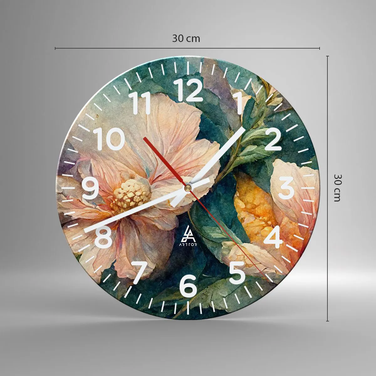 Ceas de perete - Ceas pe sticlă - Subtilitate pură - 30x30 cm