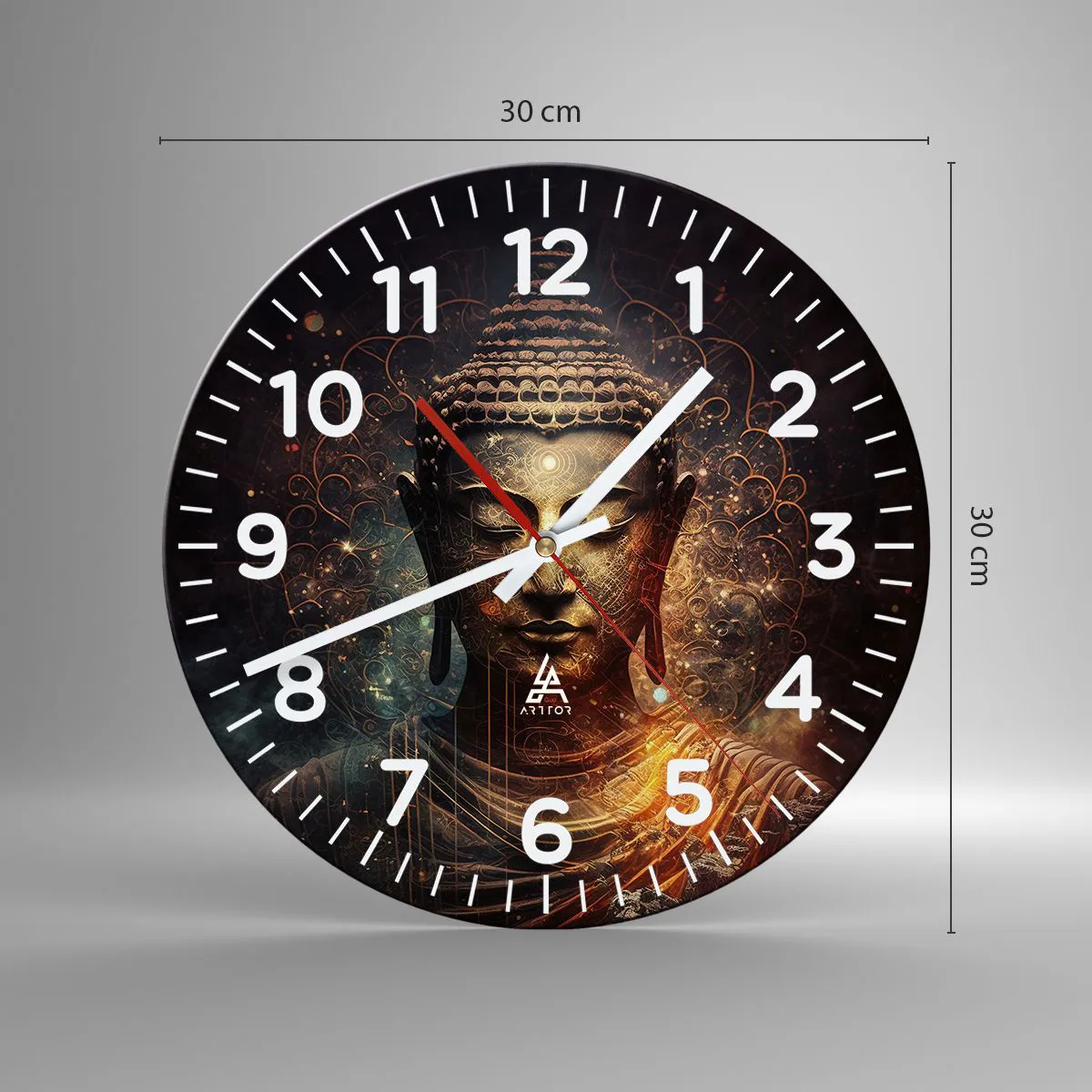 Relógio de parede - Relógio em vidro - Equilíbrio espiritual - 30x30 cm